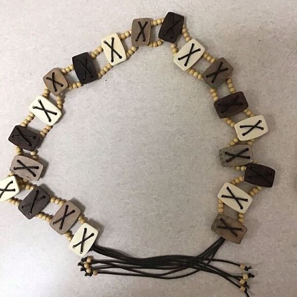 Beaded belt vintage with tassel ties - Picture 1 of 3